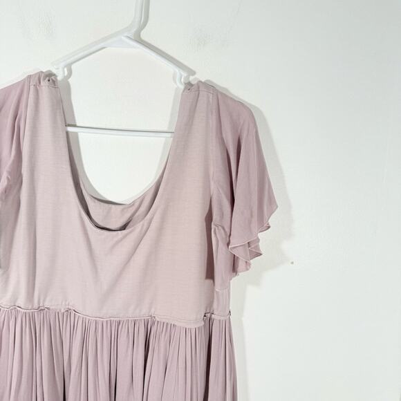Renee Loves Frances Mauve Goddess Short Sleeve Midi Dress Size Large - Picture 6 of 14